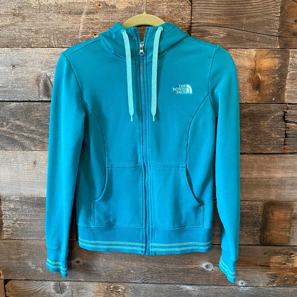 North Face zip hoodie teal XS